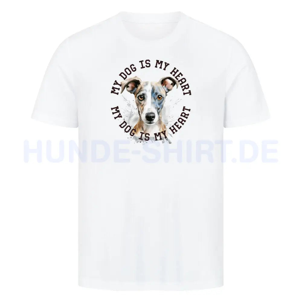 Premium T-Shirt Whippet HEART" Weiß – hunde-shirt.de