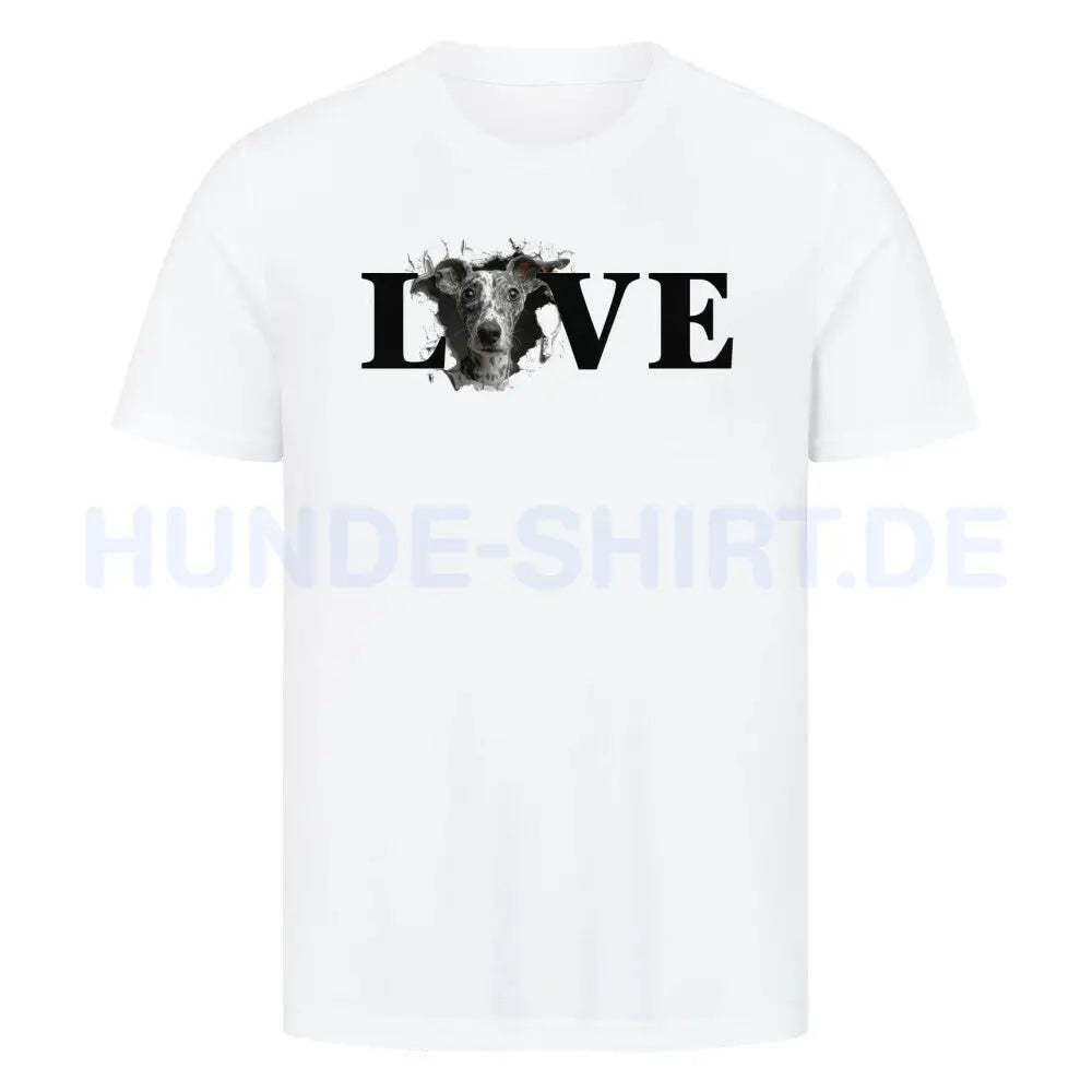 Premium T-Shirt "Whippet LOVE" Weiß – hunde-shirt.de