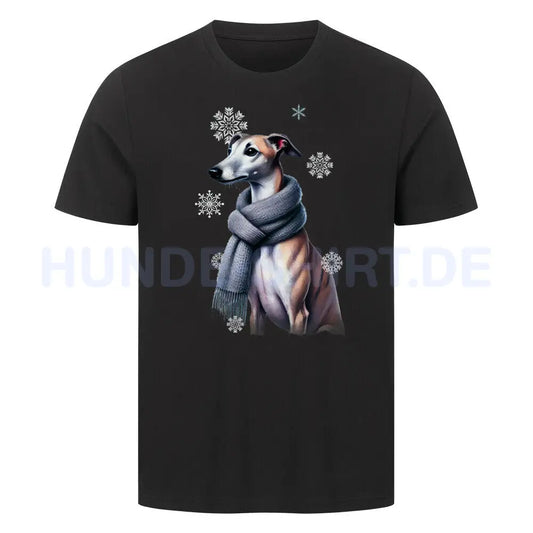 Premium T-Shirt "Whippet Winter" Schwarz – hunde-shirt.de