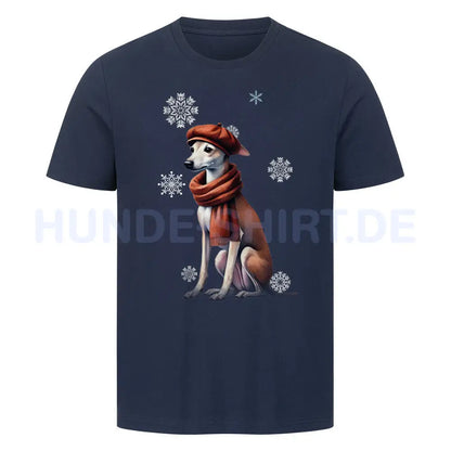 Premium T-Shirt "Windspiel Winter" French Navy – hunde-shirt.de