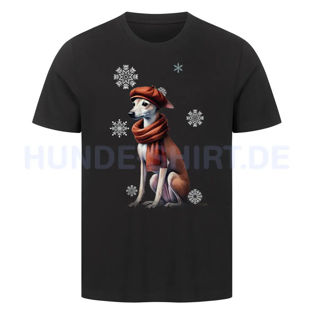 Premium T-Shirt "Windspiel Winter" Schwarz – hunde-shirt.de