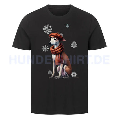 Premium T-Shirt "Windspiel Winter" Schwarz – hunde-shirt.de