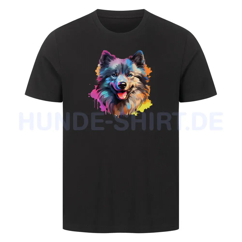 Premium T-Shirt "Wolfsspitz - Paint" Schwarz – hunde-shirt.de