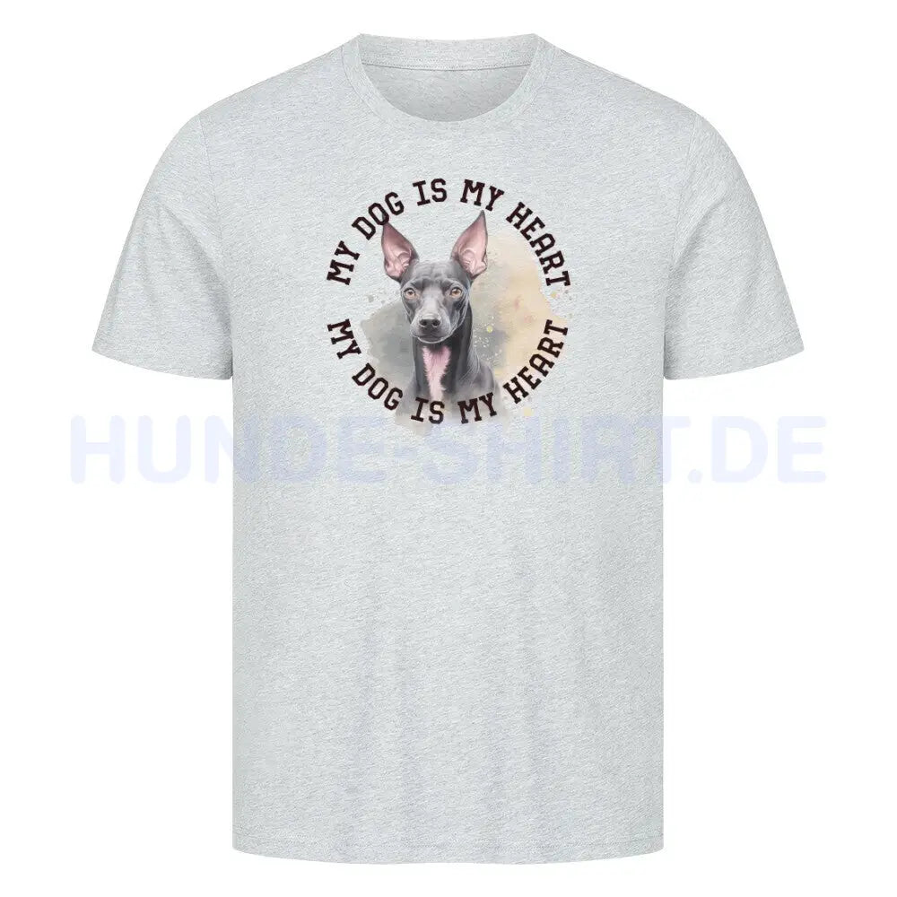 Premium T-Shirt "Xoloitzcuintle HEART" Heather Grey – hunde-shirt.de