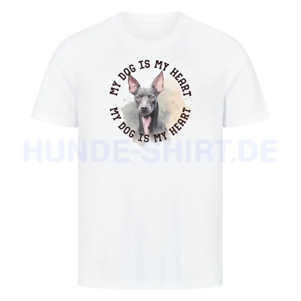 Premium T-Shirt "Xoloitzcuintle HEART" Weiß – hunde-shirt.de