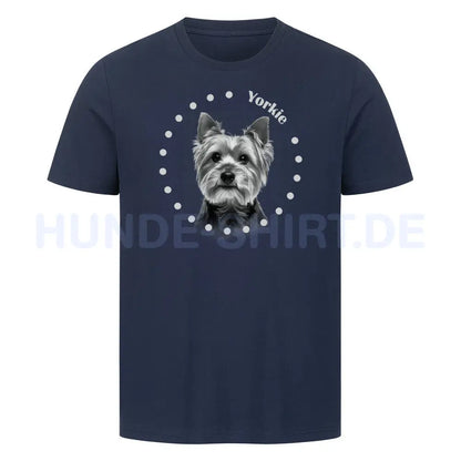 Premium T-Shirt "Yorkie Rounded" French Navy – hunde-shirt.de