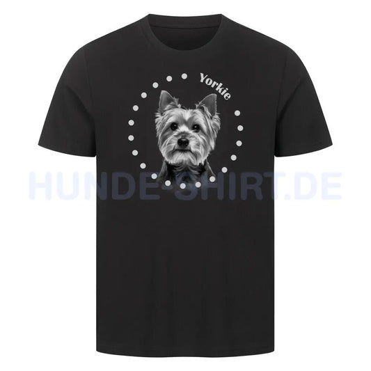 Premium T-Shirt "Yorkie Rounded" Schwarz – hunde-shirt.de