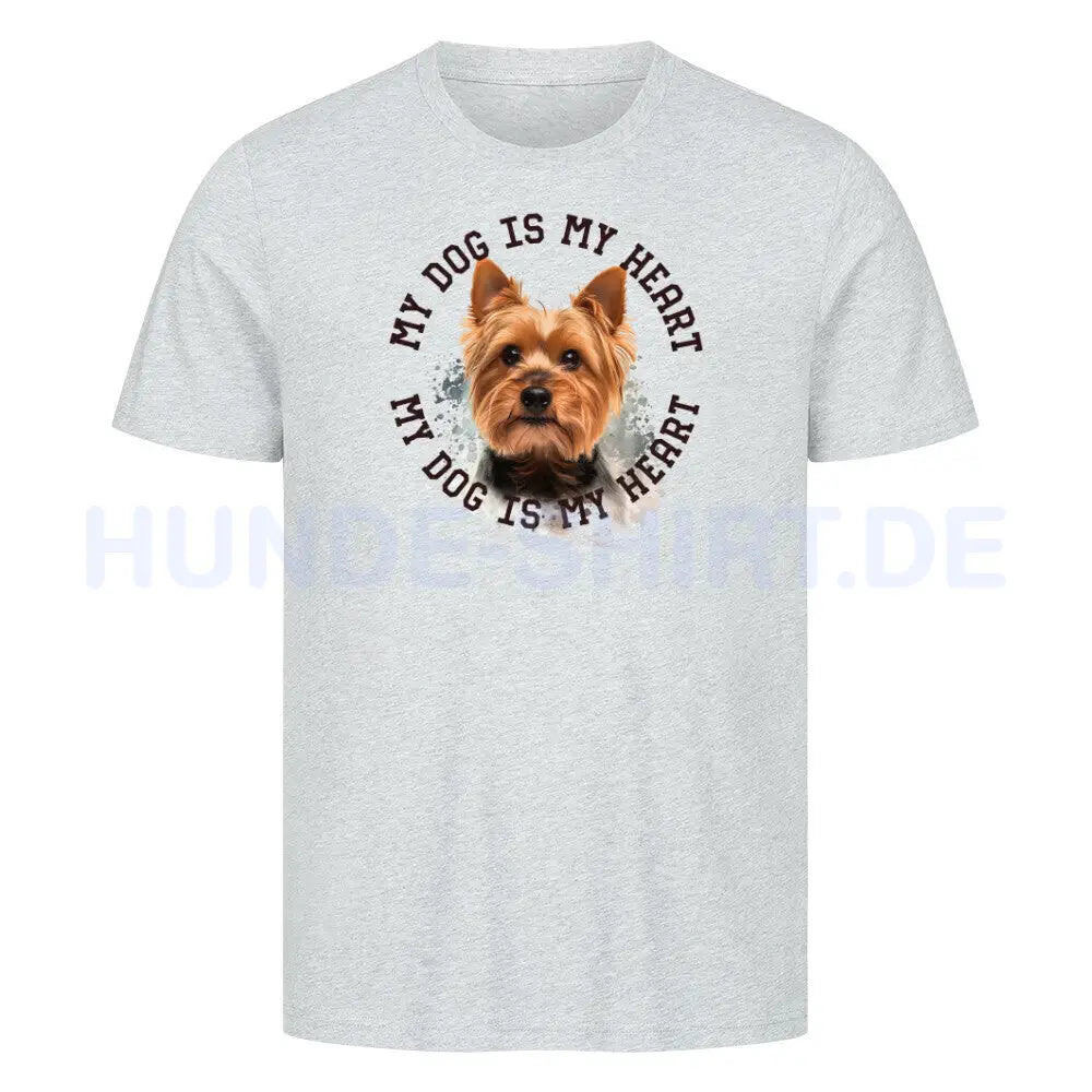 Premium T-Shirt "Yorkshire Terrier HEART" Heather Grey – hunde-shirt.de