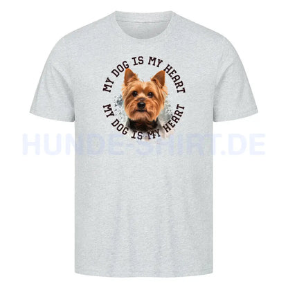 Premium T-Shirt "Yorkshire Terrier HEART" Heather Grey – hunde-shirt.de