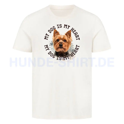 Premium T-Shirt "Yorkshire Terrier HEART" Natural Raw – hunde-shirt.de