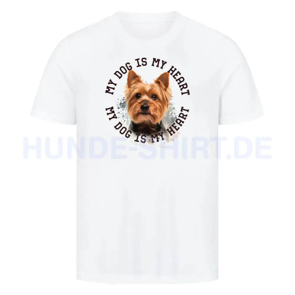 Premium T-Shirt "Yorkshire Terrier HEART" Weiß – hunde-shirt.de