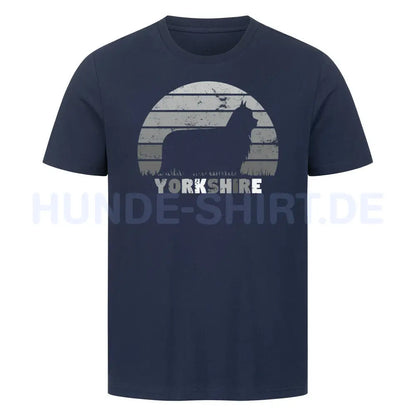 Premium T-Shirt "Yorkshire Terrier lang" French Navy – hunde-shirt.de