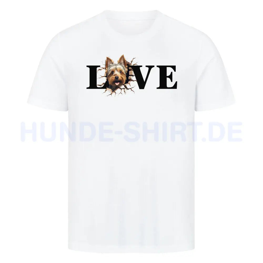 Premium T-Shirt "Yorkshire Terrier LOVE 2" Weiß – hunde-shirt.de