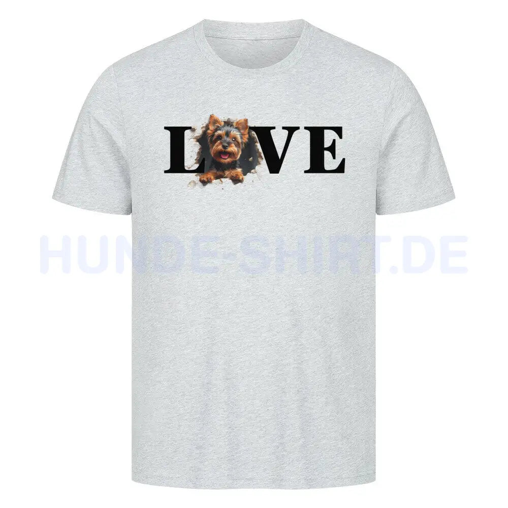 Premium T-Shirt "Yorkshire Terrier LOVE" Heather Grey – hunde-shirt.de