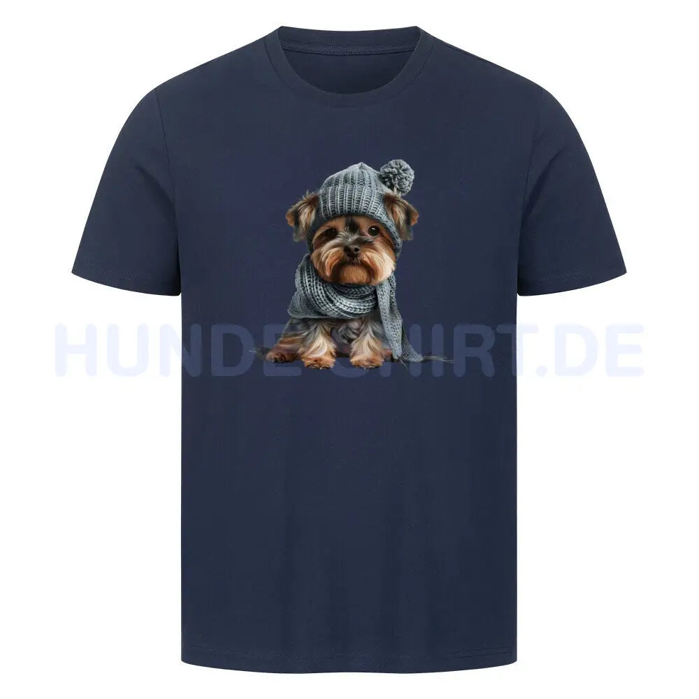 Premium T-Shirt "Yorkshire Terrier - Winterbub" French Navy – hunde-shirt.de