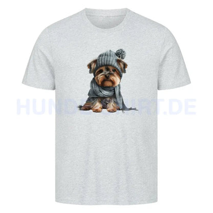 Premium T-Shirt "Yorkshire Terrier - Winterbub" Heather Grey – hunde-shirt.de