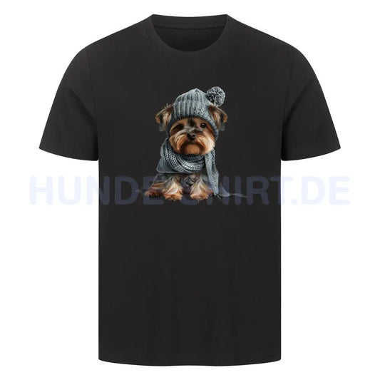 Premium T-Shirt "Yorkshire Terrier - Winterbub" Schwarz – hunde-shirt.de