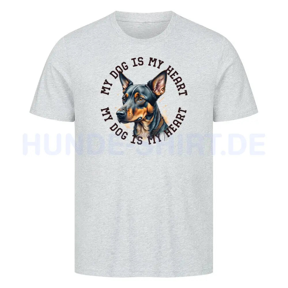 Premium T-Shirt "Zwergpinscher HEART 2" Heather Grey – hunde-shirt.de