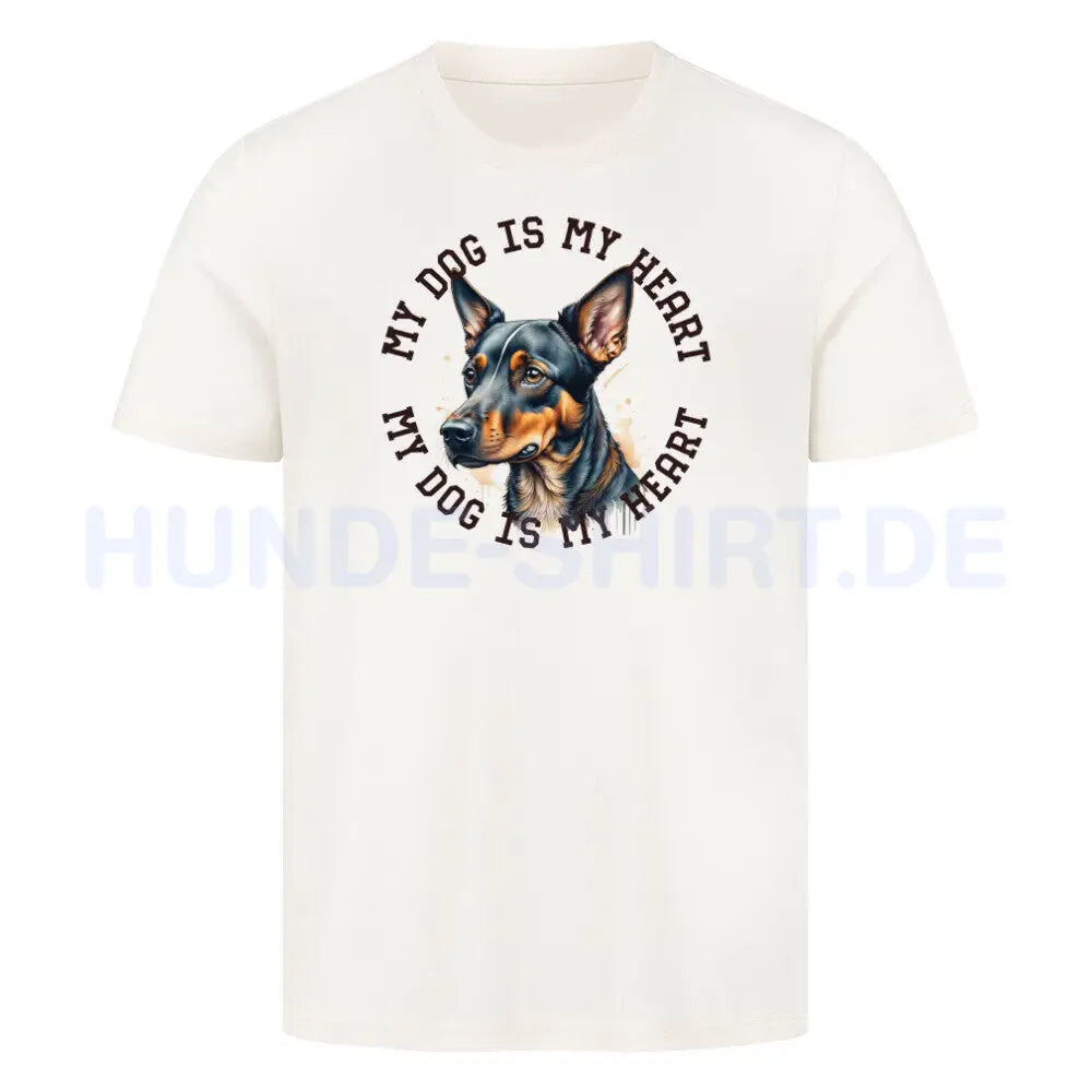 Premium T-Shirt "Zwergpinscher HEART 2" Natural Raw – hunde-shirt.de