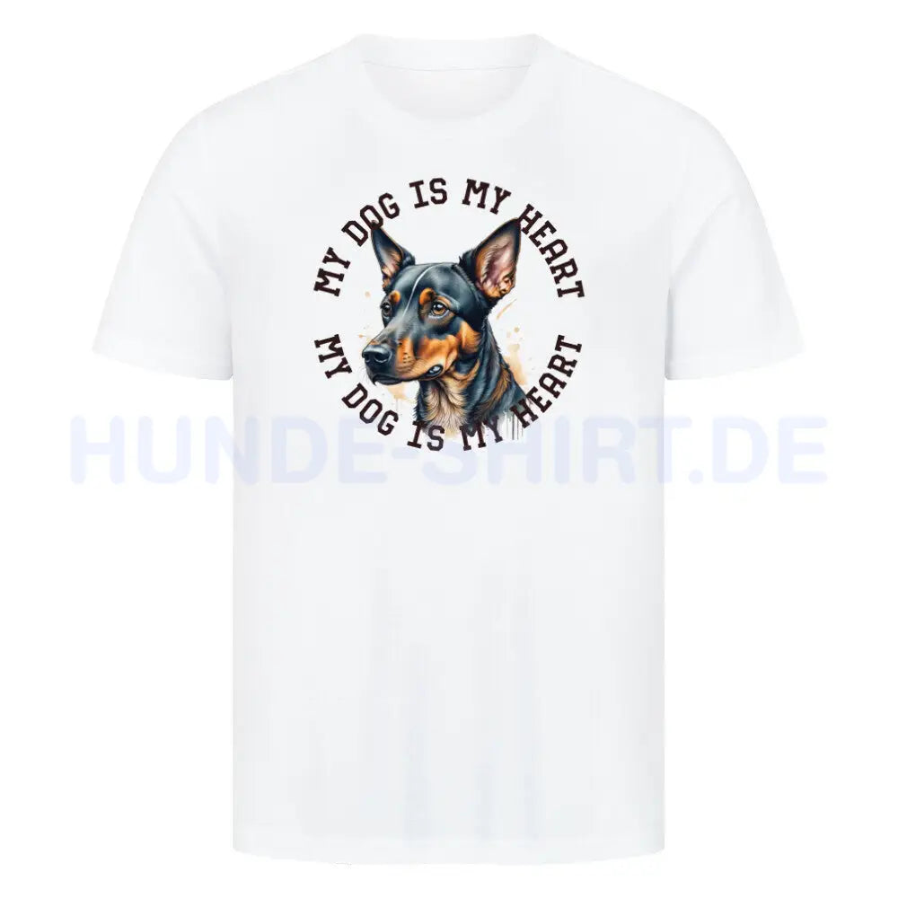 Premium T-Shirt "Zwergpinscher HEART 2" Weiß – hunde-shirt.de