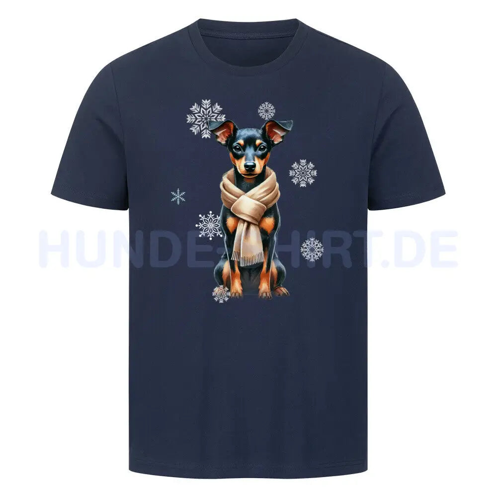 Premium T-Shirt "Zwergpinscher Winter" French Navy – hunde-shirt.de