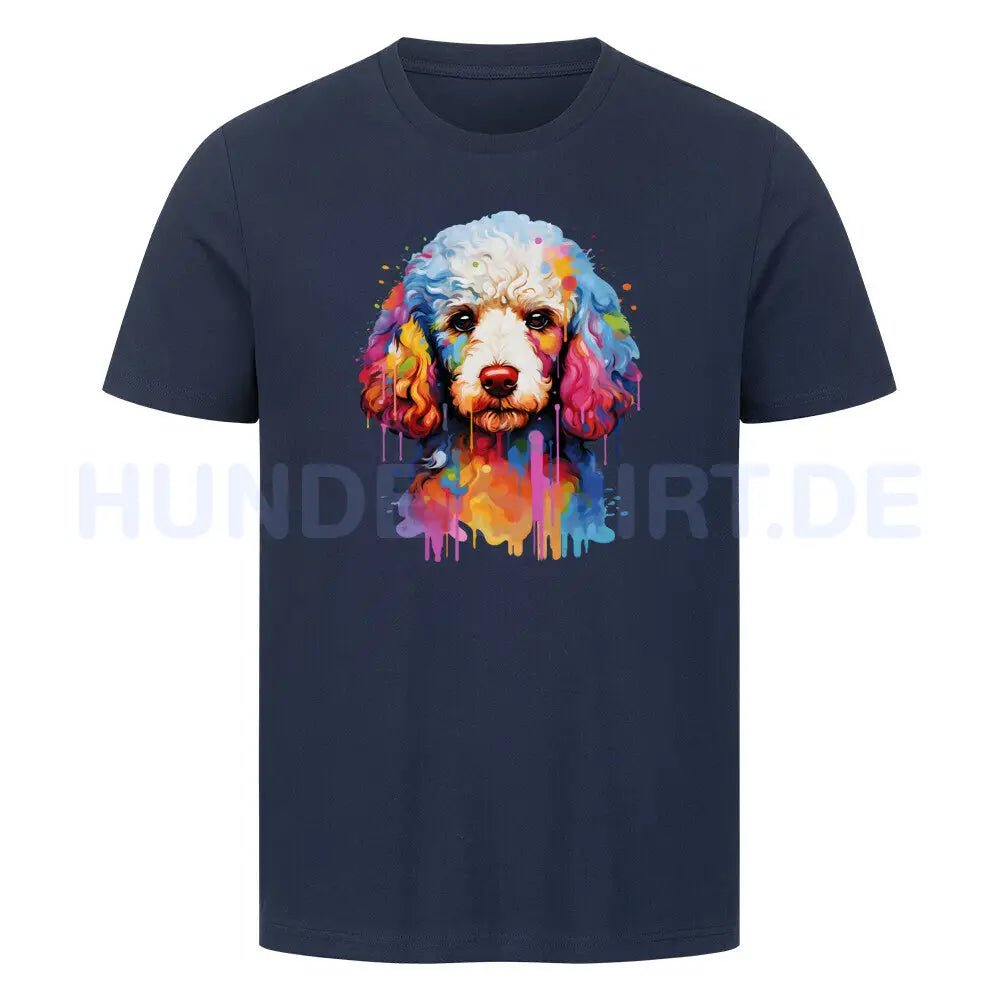 Premium T-Shirt "Zwergpudel - Splash" French Navy – hunde-shirt.de