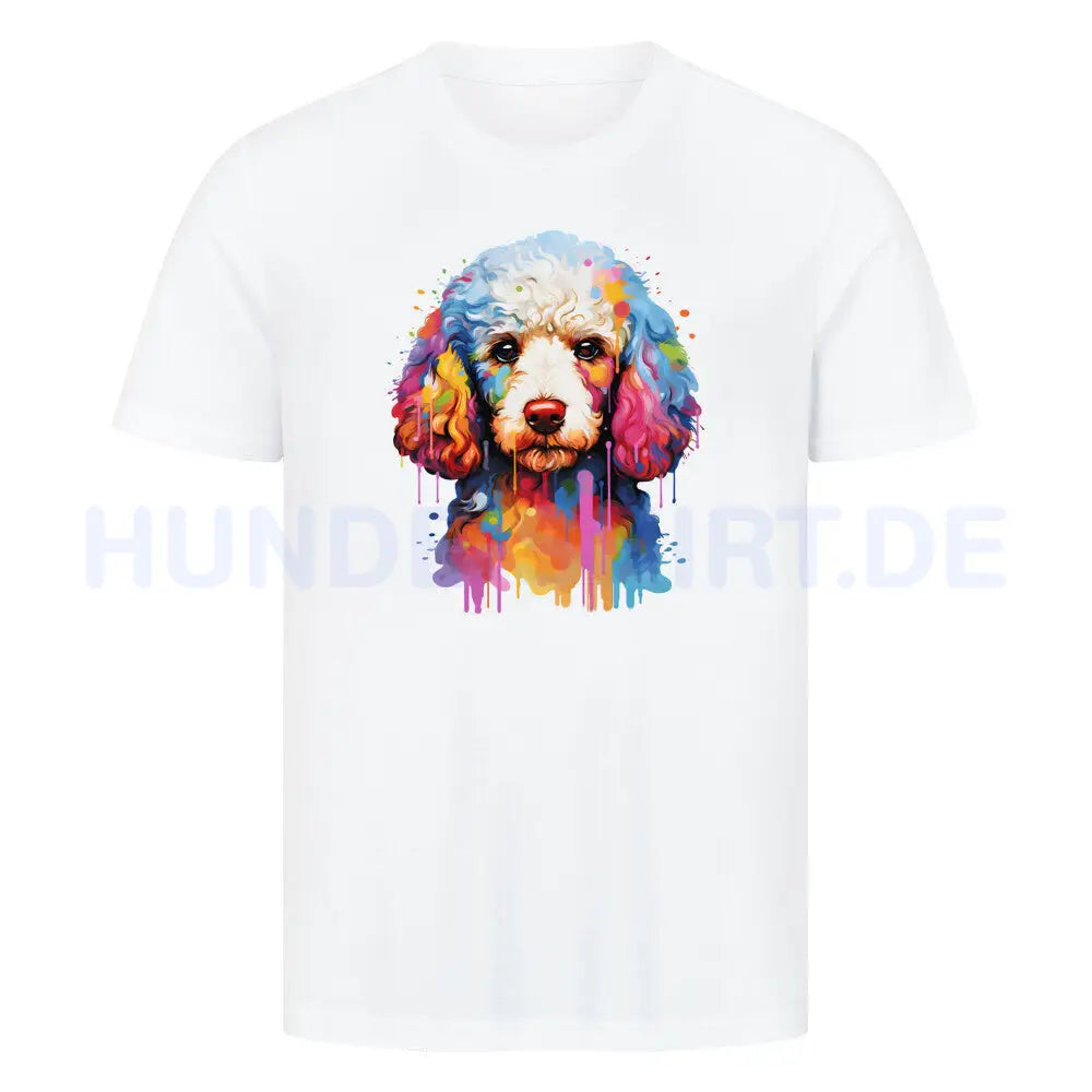 Premium T-Shirt "Zwergpudel - Splash" Weiß – hunde-shirt.de