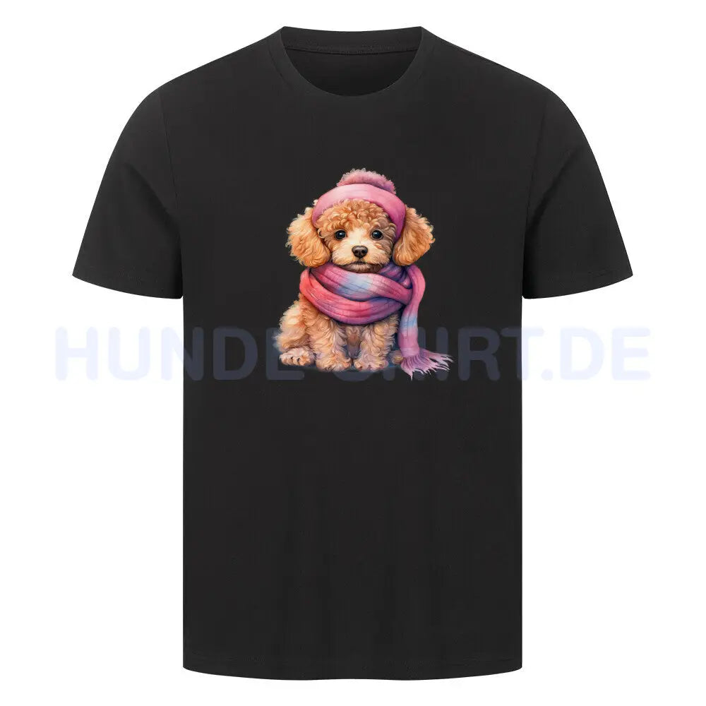 Premium T-Shirt "Zwergpudel - Wintermädchen" Schwarz – hunde-shirt.de