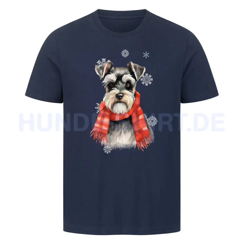 Premium T-Shirt "Zwergschnauzer Winter! French Navy – hunde-shirt.de