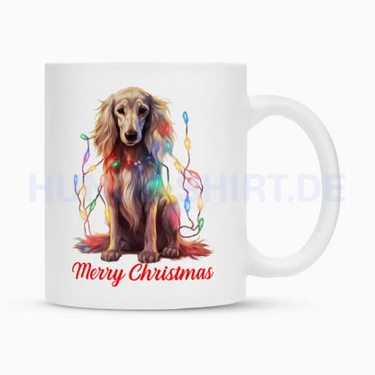 Tasse "Afghanischer Windhund - Merry Christmas" Weiß – hunde-shirt.de