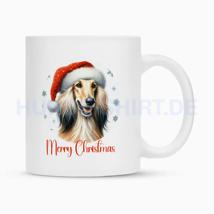 Tasse "Afghanischer Windhund - Merry Christmas" Weiß – hunde-shirt.de