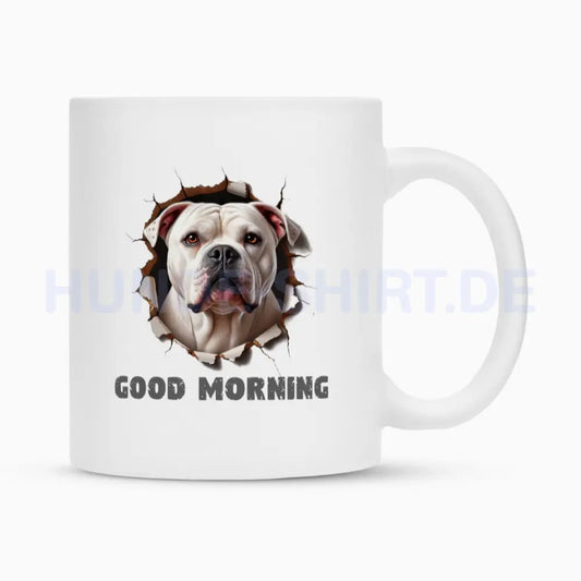 Tasse "American Bulldog - Good Morning" Weiß – hunde-shirt.de