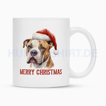 Tasse "American Bulldog - Merry Christmas" Weiß – hunde-shirt.de