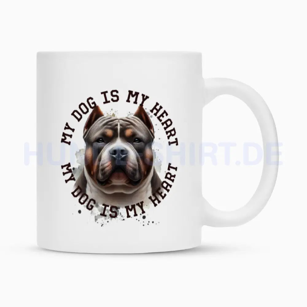 Tasse "American Bully XXL HEART" Weiß – hunde-shirt.de