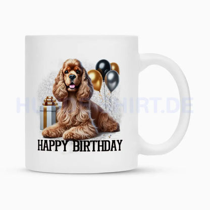 Tasse "American Cocker - Geburtstag" Weiß – hunde-shirt.de