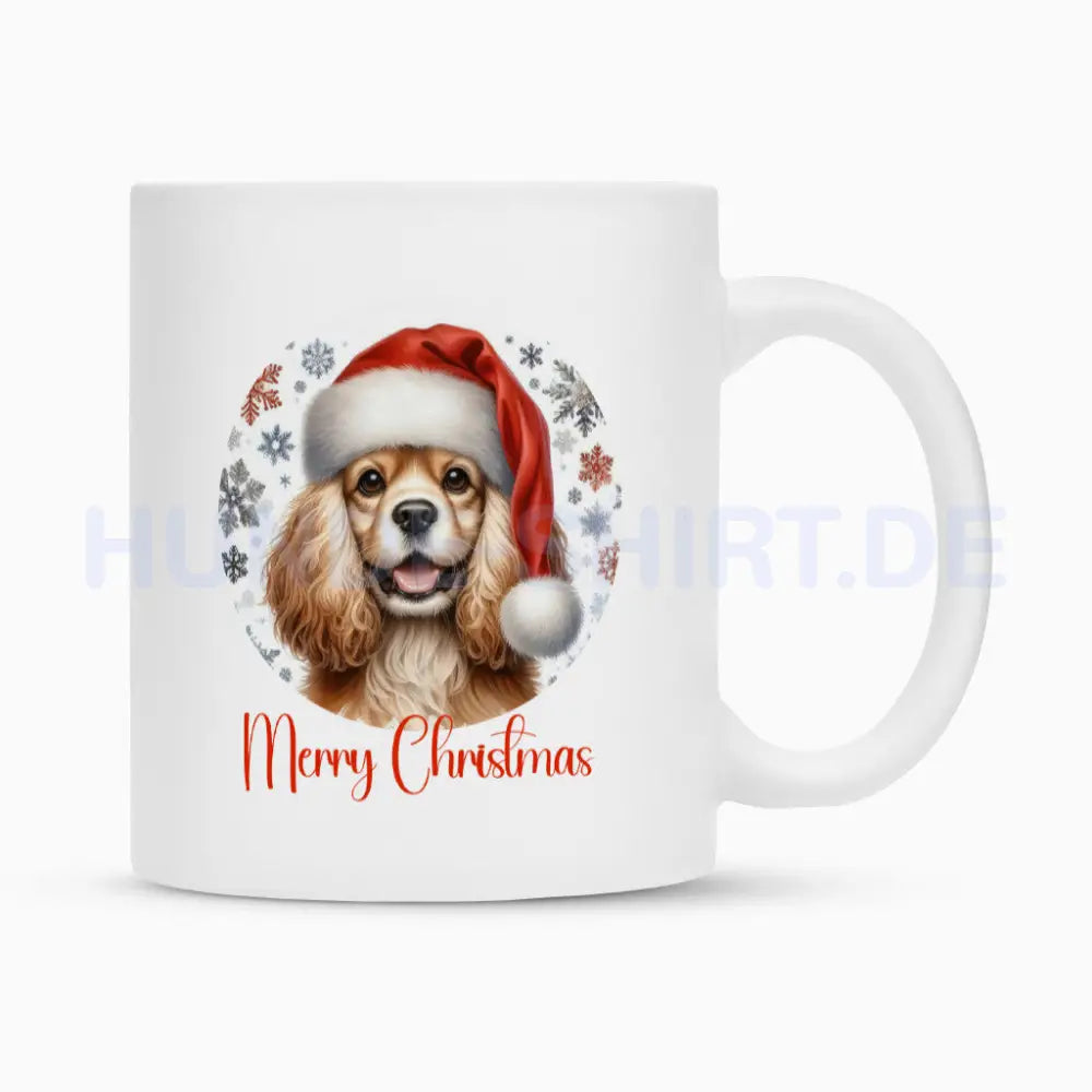 Tasse "American Cocker - Merry Christmas" Weiß – hunde-shirt.de