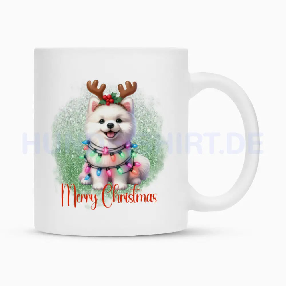 Tasse "American Eskimo - Merry Christmas" Weiß – hunde-shirt.de