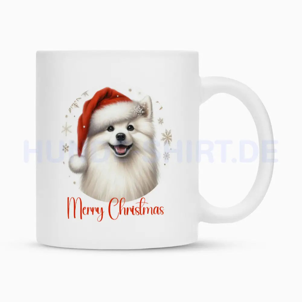 Tasse "American Eskimo - Merry Christmas" Weiß – hunde-shirt.de