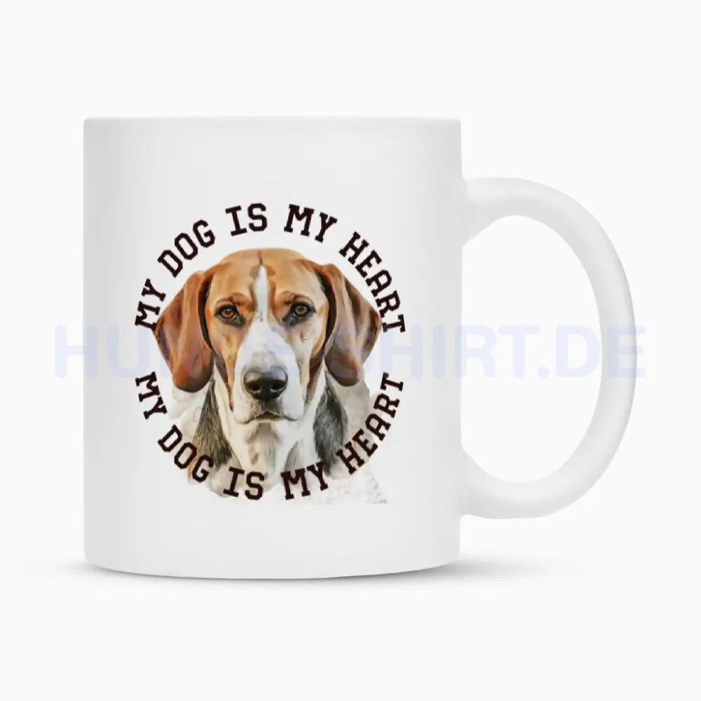 Tasse "American Foxhound HEART" Weiß – hunde-shirt.de