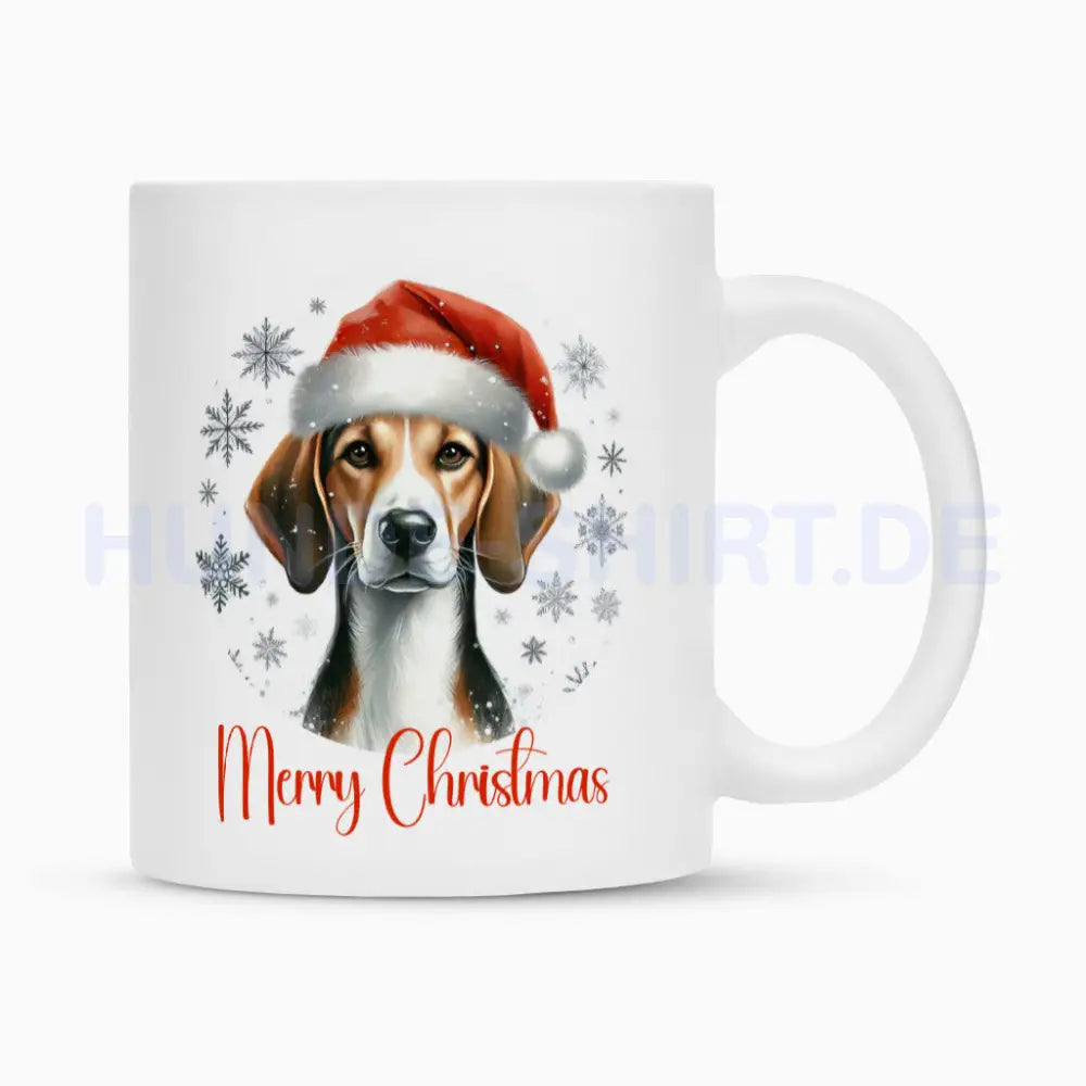 Tasse "American Foxhound - Merry Christmas" Weiß – hunde-shirt.de