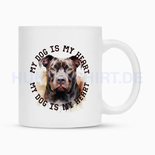 Tasse "American Pit Bull Terrier HEART 2" Weiß – hunde-shirt.de