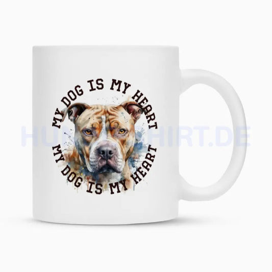 Tasse "American Pit Bull Terrier HEART" Weiß – hunde-shirt.de