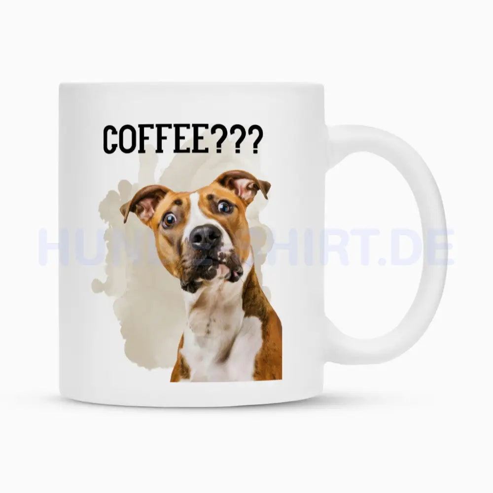 Tasse "American Staffordshire Terrier - Coffee???" Weiß – hunde-shirt.de