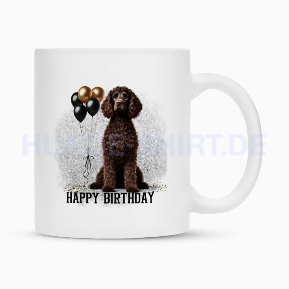 Tasse "American Water Spaniel - Happy Birthday" Weiß – hunde-shirt.de