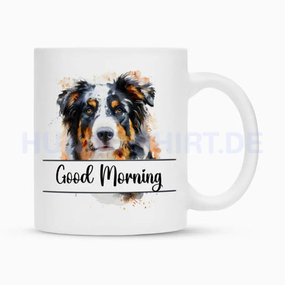 Tasse "Austraian Shepherd - Good Moning 2" Weiß – hunde-shirt.de