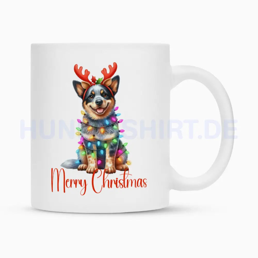 Tasse "Australian Cattle Dog - Funny Christmas" Weiß – hunde-shirt.de