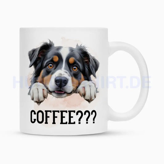 Tasse "Australian Shepherd - Coffee???" Weiß – hunde-shirt.de