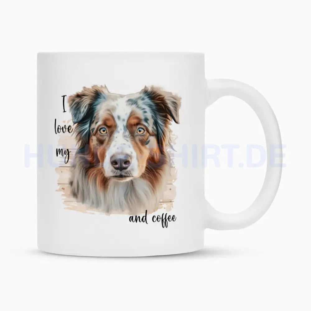 Tasse "Australian Shepherd - I love my..." Weiß – hunde-shirt.de