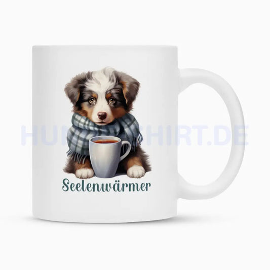 Tasse "Australian Shepherd - Seelenwärmer" Weiß – hunde-shirt.de