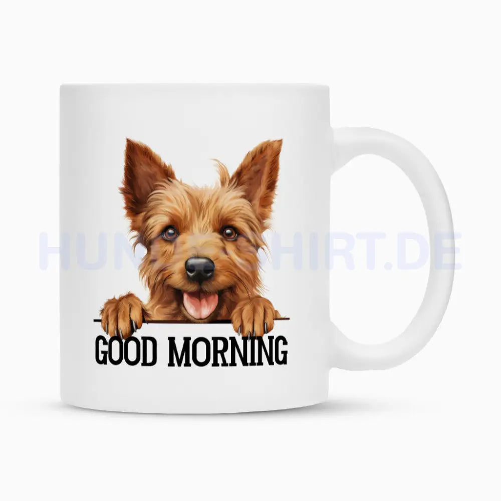 Tasse "Australian Terrier - GOOD MORNING" Weiß – hunde-shirt.de